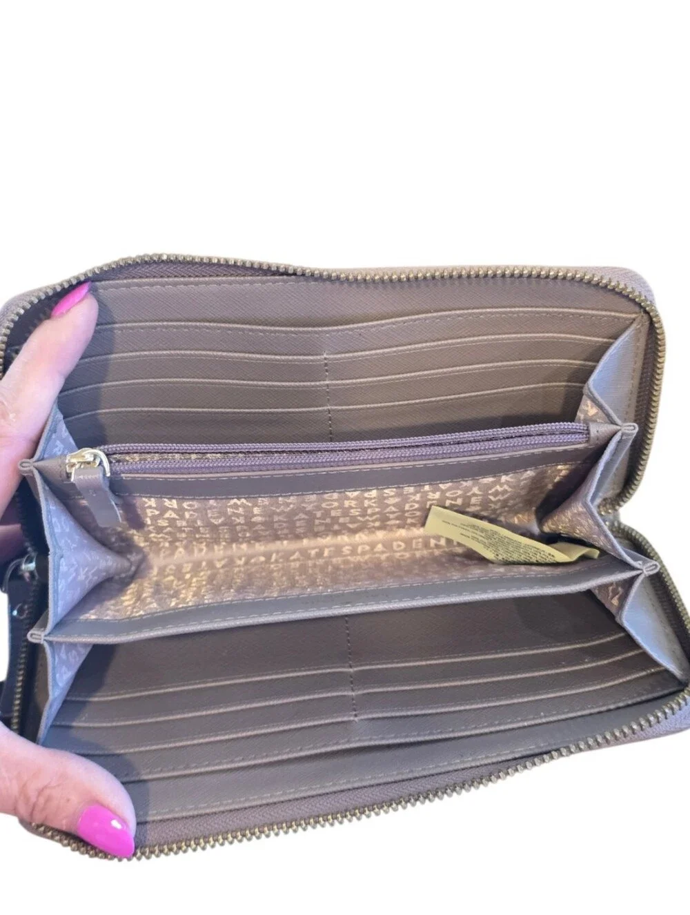 Kate Spade New York Laurel Way Nede Taupe Leather Zip Around Wallet